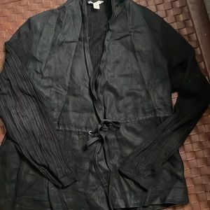 Coldwater Creek Black Linen & Cotton Cardigan Size 2X